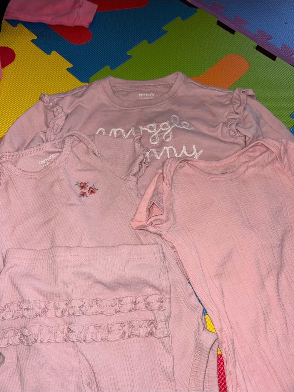 Carter's Pink Girls' 3-Piece Pajama Set with Ruffles 18m